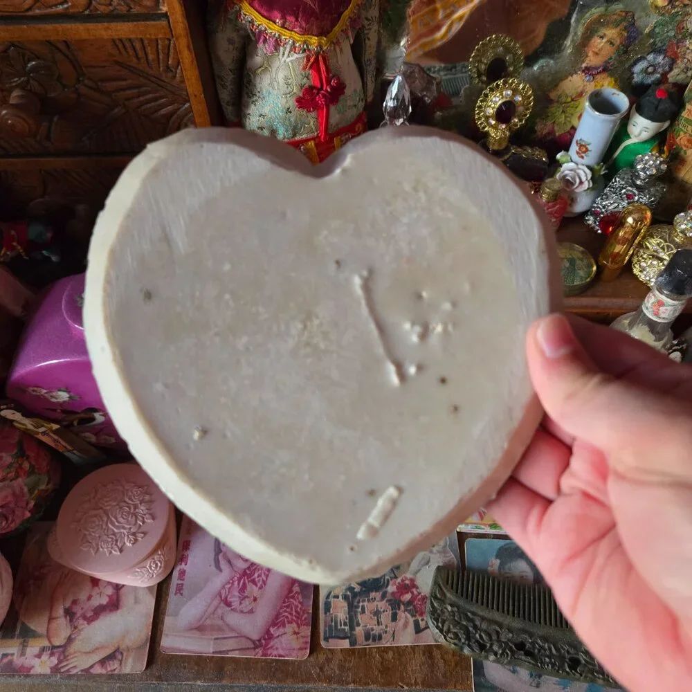 Vtg Rose Heart Shape Jewelry Tray Romantic Ring Display Fairycore Whimsy Cottage